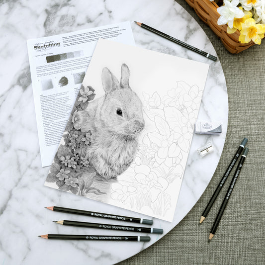 SKBN30 | Sketching Made Easy™ 10pc 8.75" x 11.75" Bunny in Violets Sketching Art Project