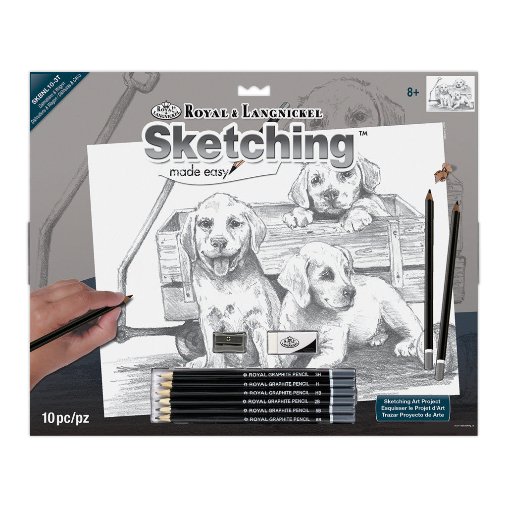 SKBNL10 - Sketching Made Easy™ Puppies & Wagon 10pc 11.25" x 15.375" Sketching Art Project