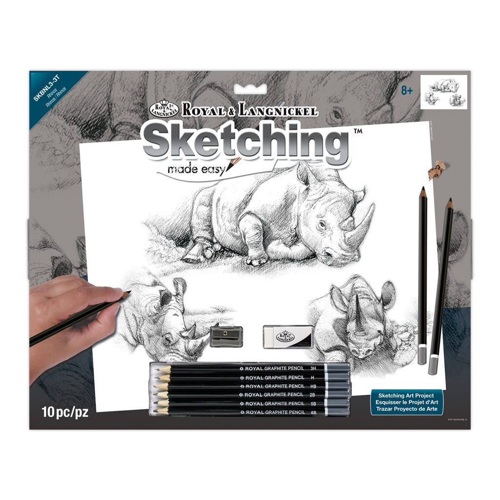 SKBNL3 - Sketching Made Easy™ Rhinos 10pc 11.25" x 15.375" Sketching Art Project