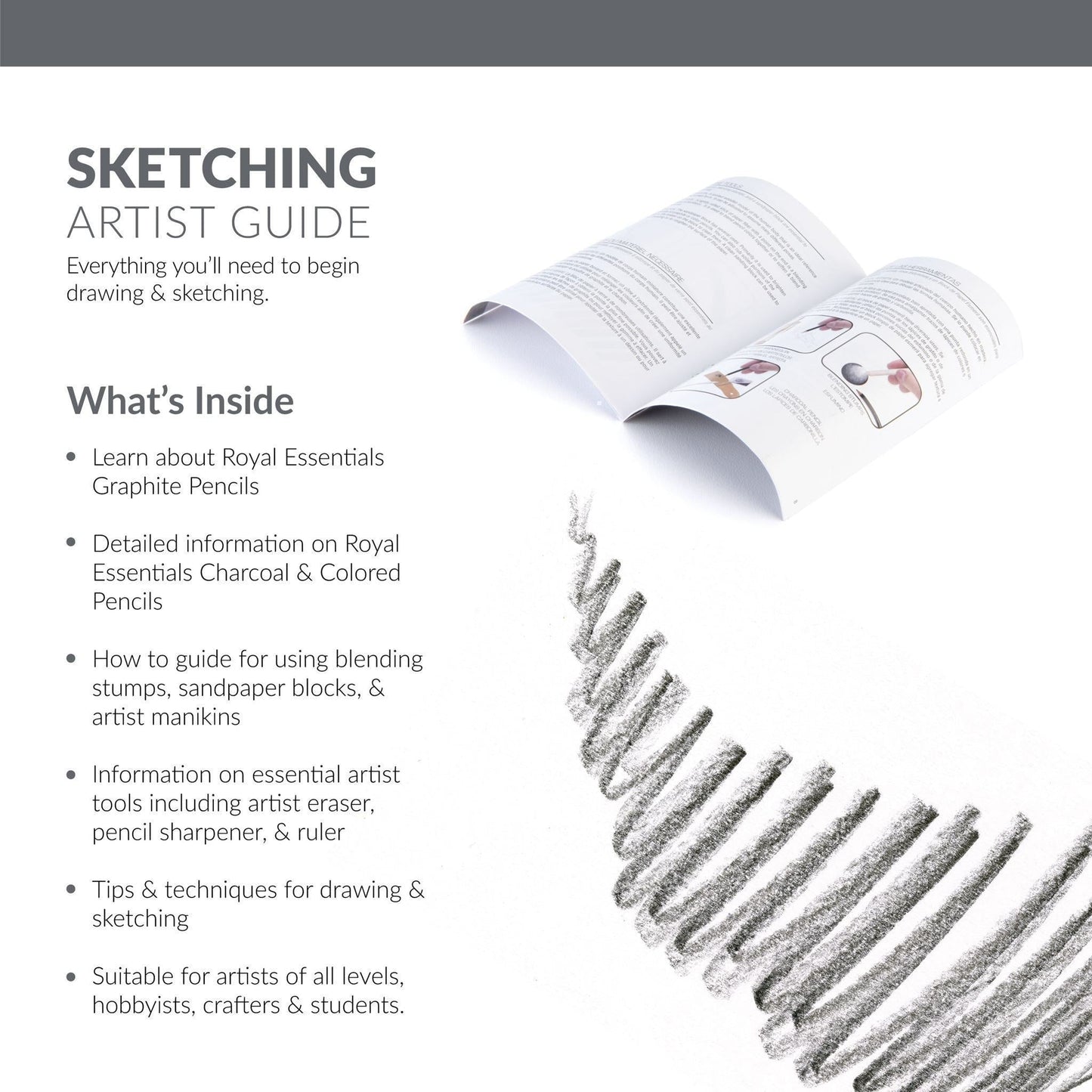 RSET-ART8100 - Essentials™ 134pc Sketching & Drawing Box Art Set packaging back