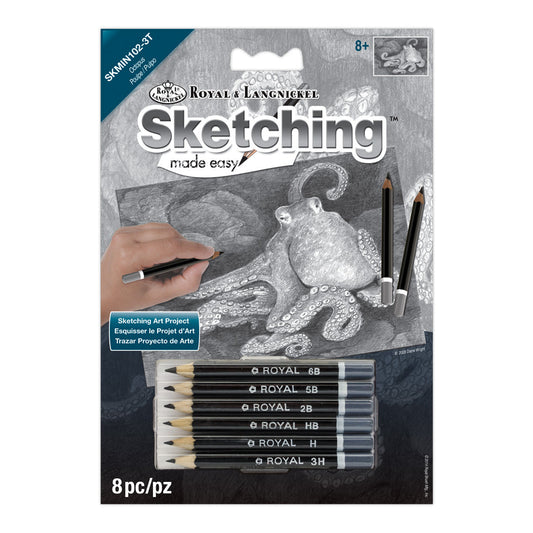 SKMIN-102 - Sketching Made Easy™ Octopus 8pc 5" x 7" Sketching Art Project