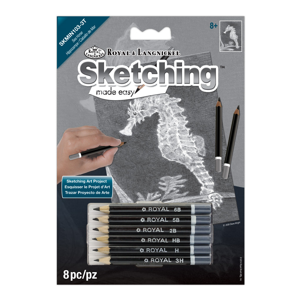 SKMIN-103 - Sketching Made Easy™ Sea Horse 8pc 5" x 7" Sketching Art Project