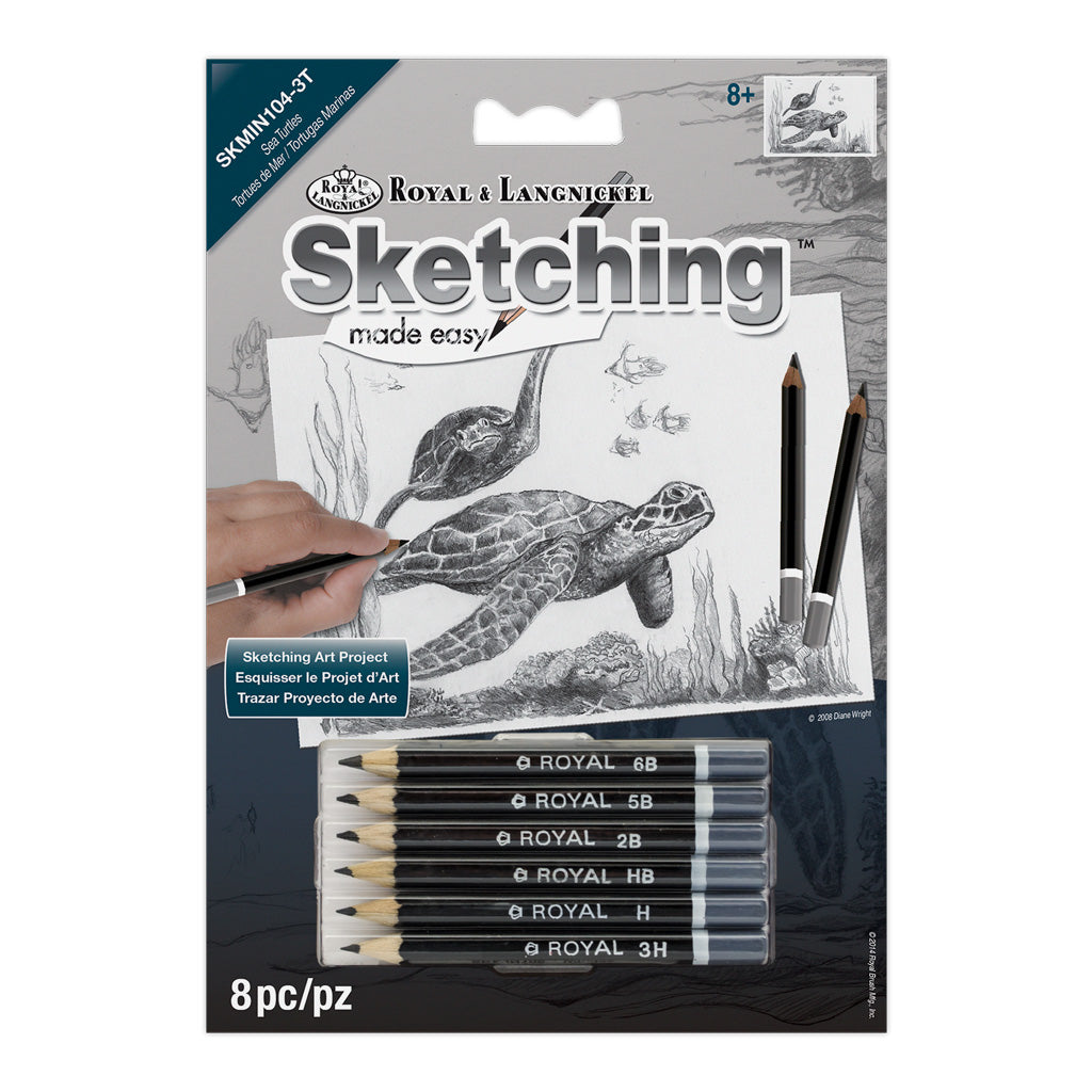 SKMIN-104 - Sketching Made Easy™ Sea Turtles 8pc 5" x 7" Sketching Art Project