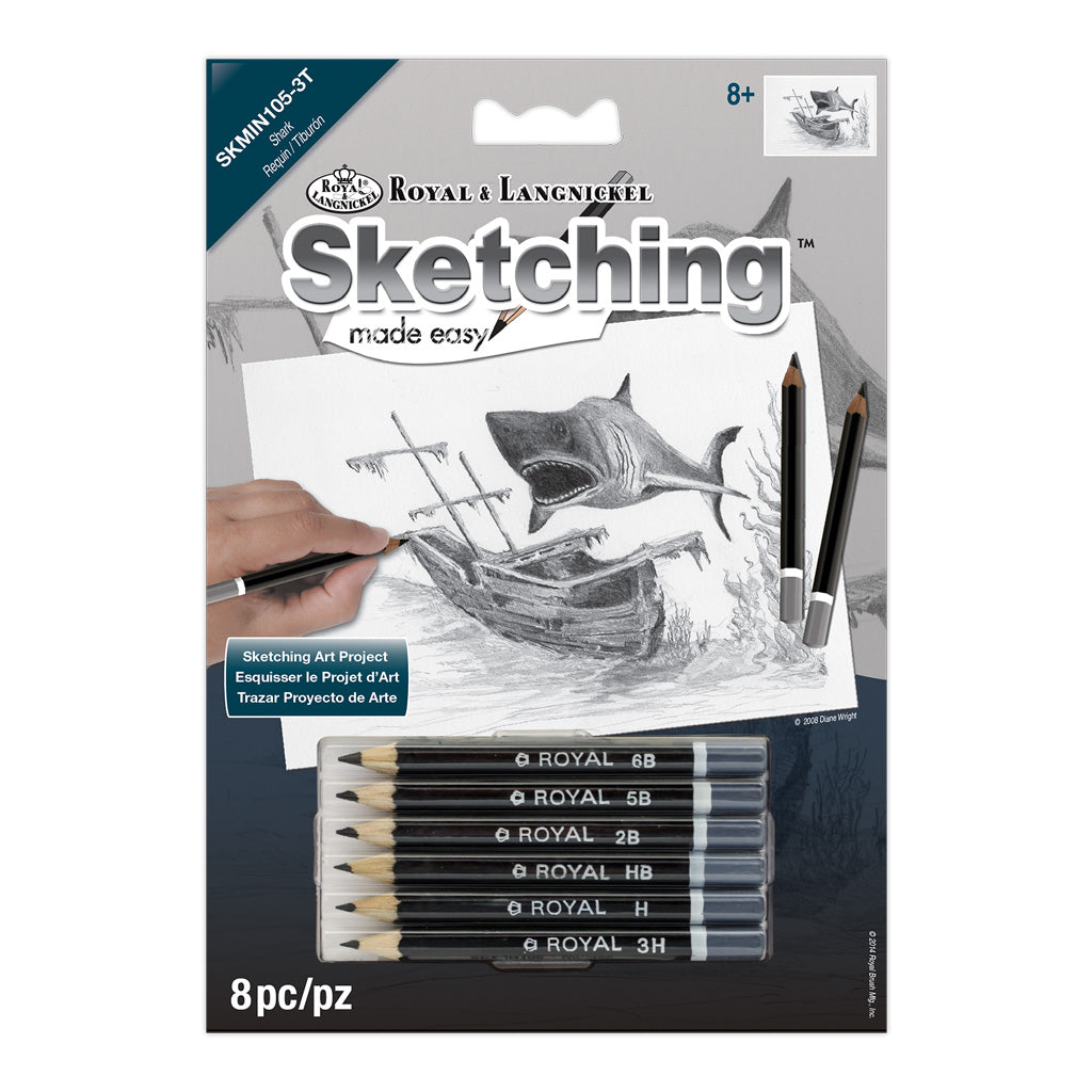 SKMIN-105 - Sketching Made Easy™ Shark 8pc 5" x 7" Sketching Art Project