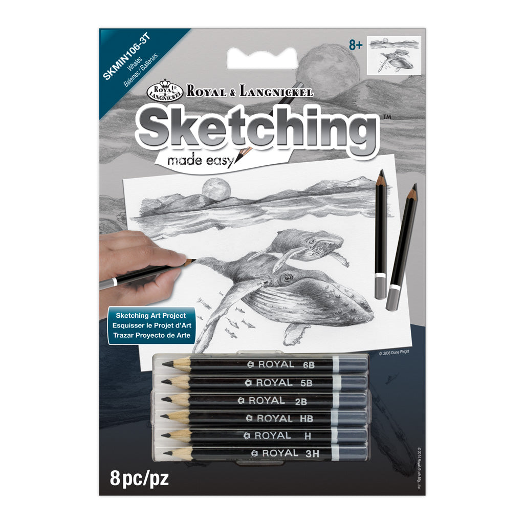 SKMIN-106 - Sketching Made Easy™ Whales 8pc 5" x 7" Sketching Art Project