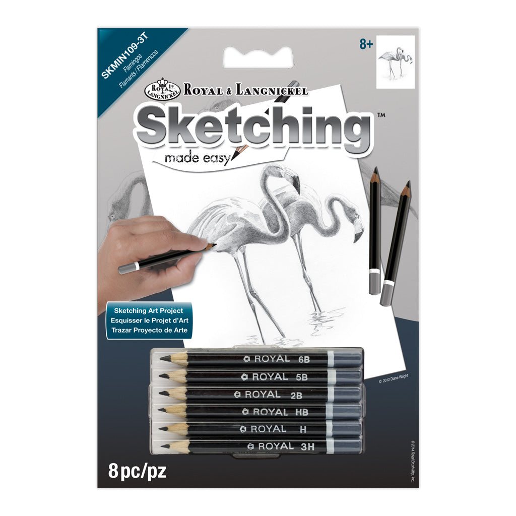 SKMIN-109 - Sketching Made Easy™ Flamingoes 8pc 5" x 7" Sketching Art Project