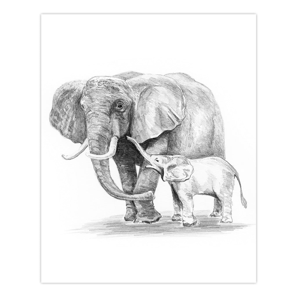 SKMIN-111 | Sketching Made Easy™ Elephant & Baby 8pc 5" x 7" Sketching Art Project