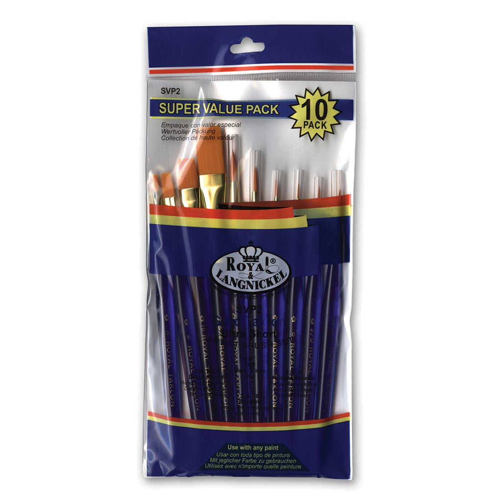 SVP2 - 10pc Golden Taklon Short Handle Variety Brush Set