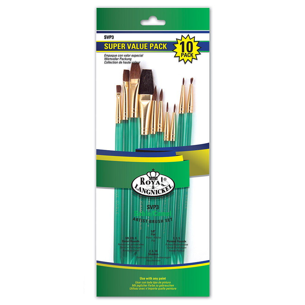 SVP3 - 10pc Sable/Camel Variety Brush Set