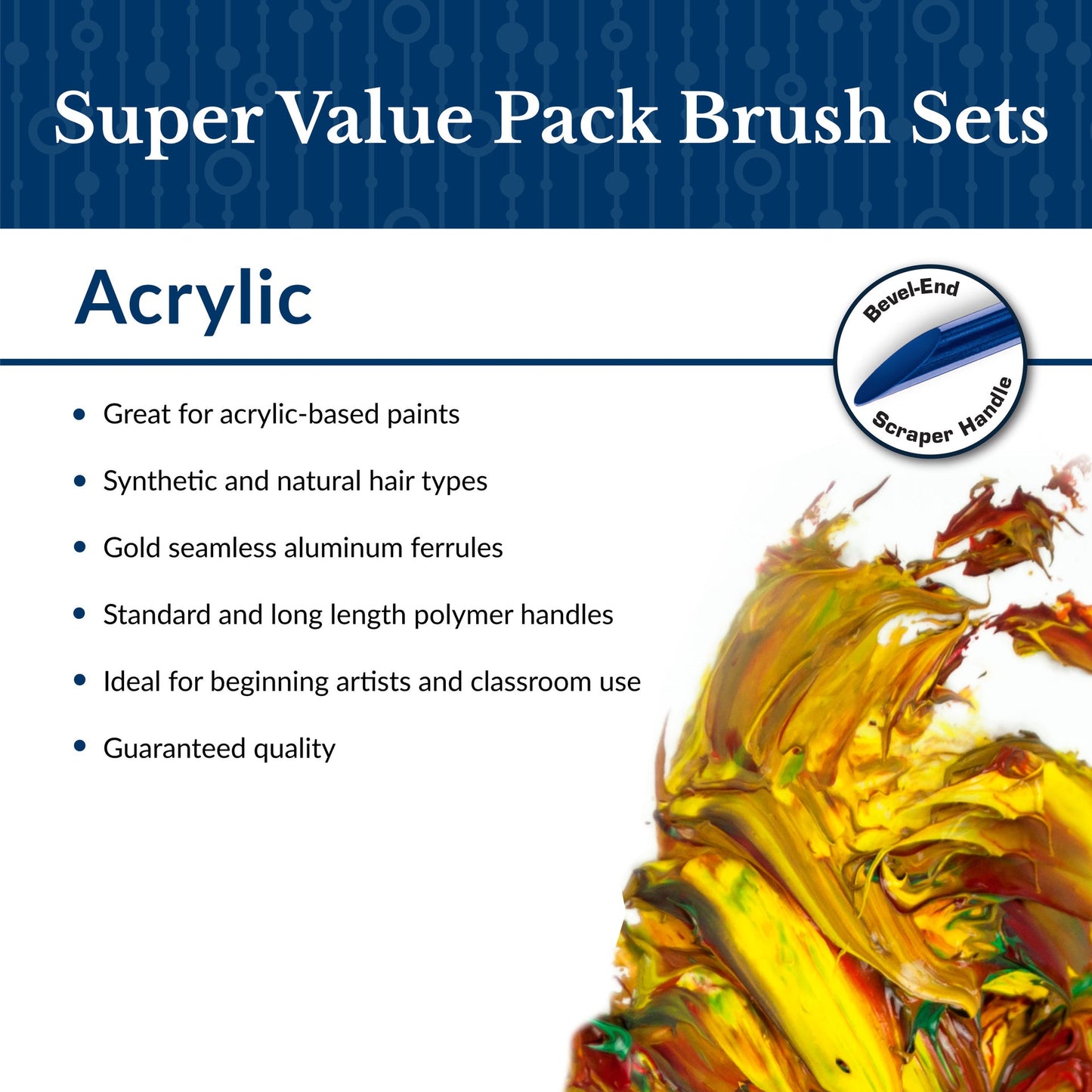 SVP7-SIA | Gold Taklon 10pc Round/Shader Acrylic Brush Value Pack