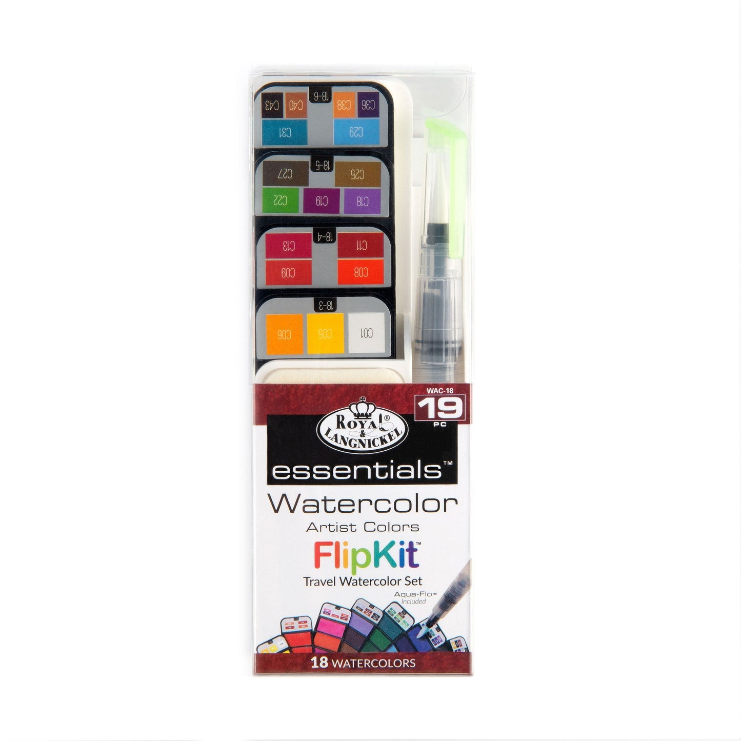 WAC-18 | Essentials™ 19pc Watercolor Flip Kit