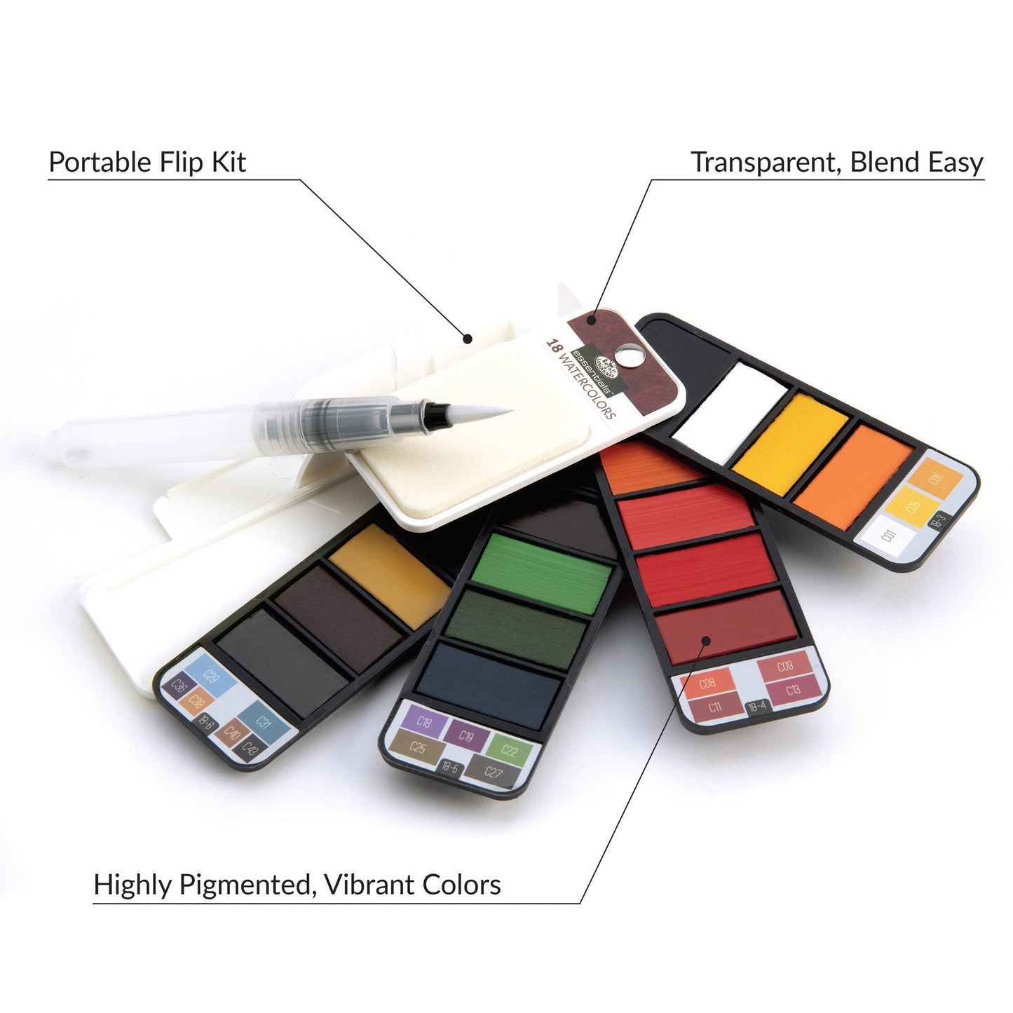 WAC-18 | Essentials™ 19pc Watercolor Flip Kit