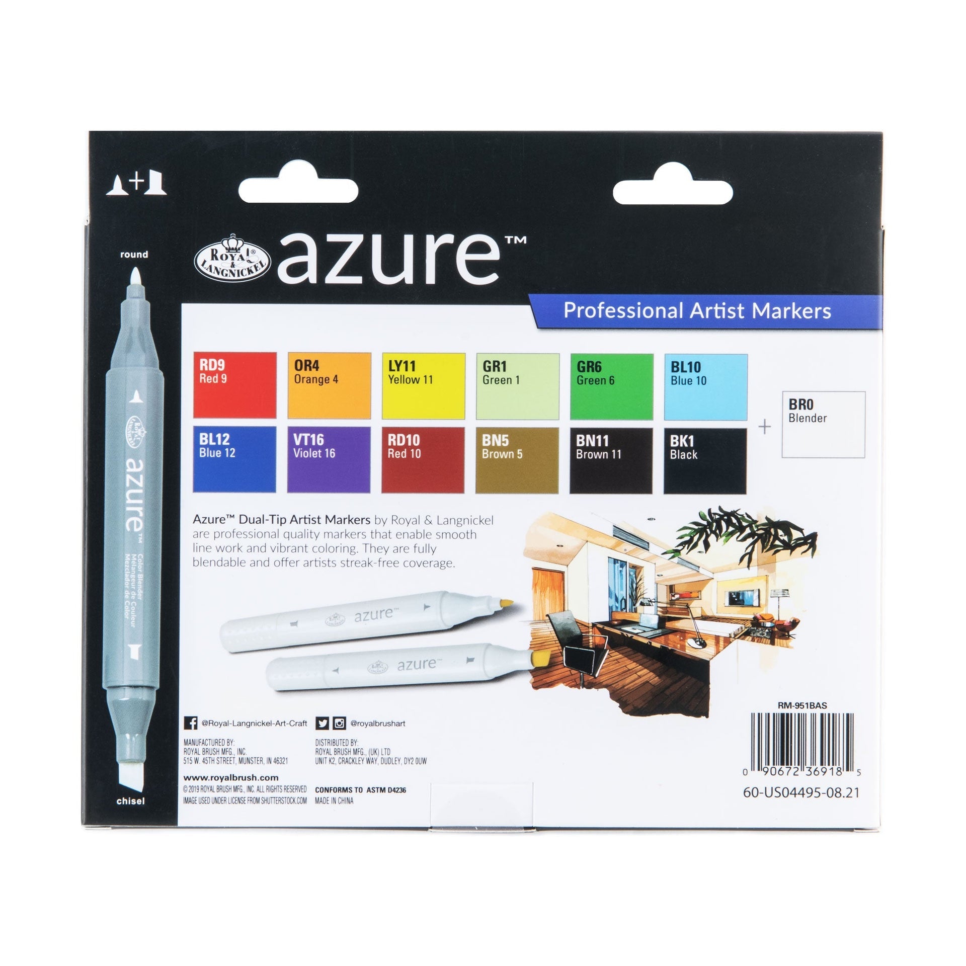 RM-951BAS | Azure™ 13c Basic Color Marker Set – Royal & Langnickel