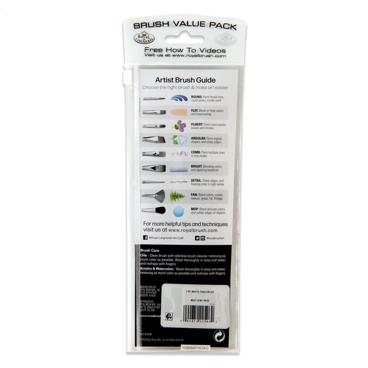 WAL-RSET-9181-RFID | Royal & Langnickel 10pc White Taklon Variety Brush Set