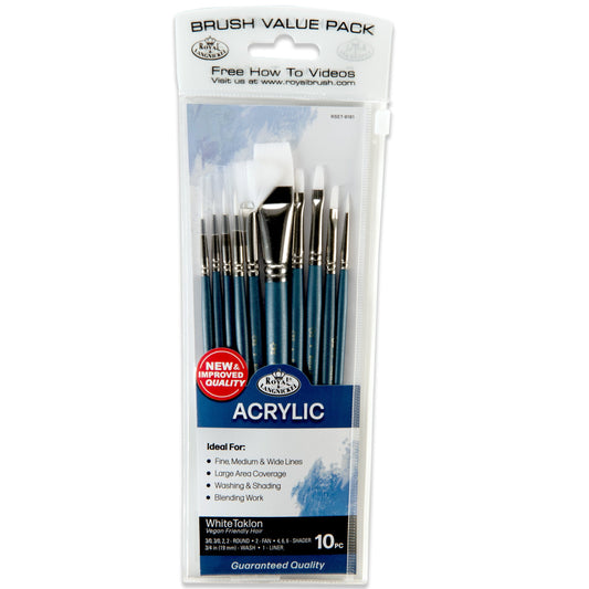 WAL-RSET-9181-RFID | Royal & Langnickel 7pc White Taklon Variety Brush Set