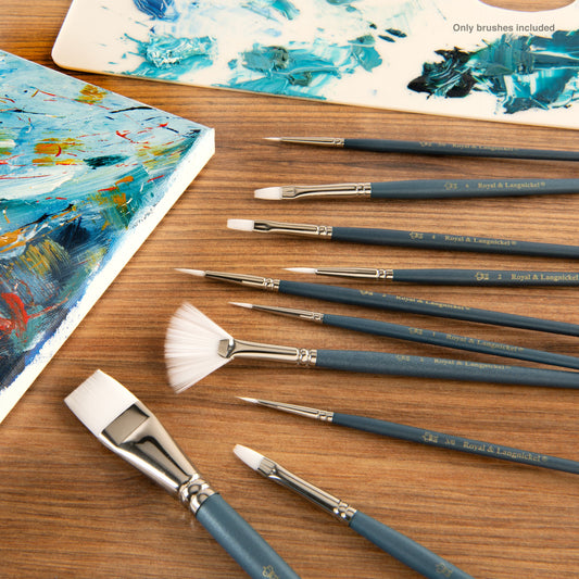 WAL-RSET-9181-RFID | Royal & Langnickel 10pc White Taklon Variety Brush Set