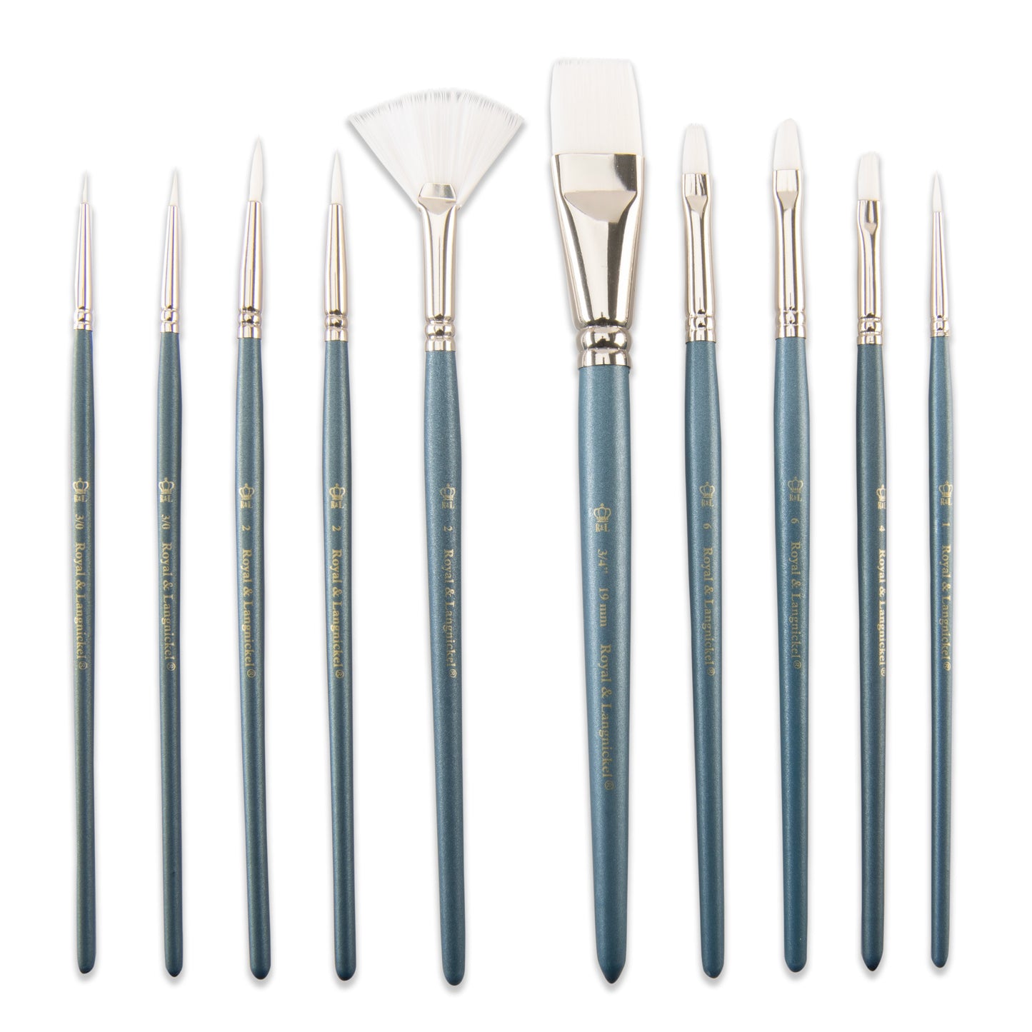 WAL-RSET-9181-RFID | Royal & Langnickel 7pc White Taklon Variety Brush Set