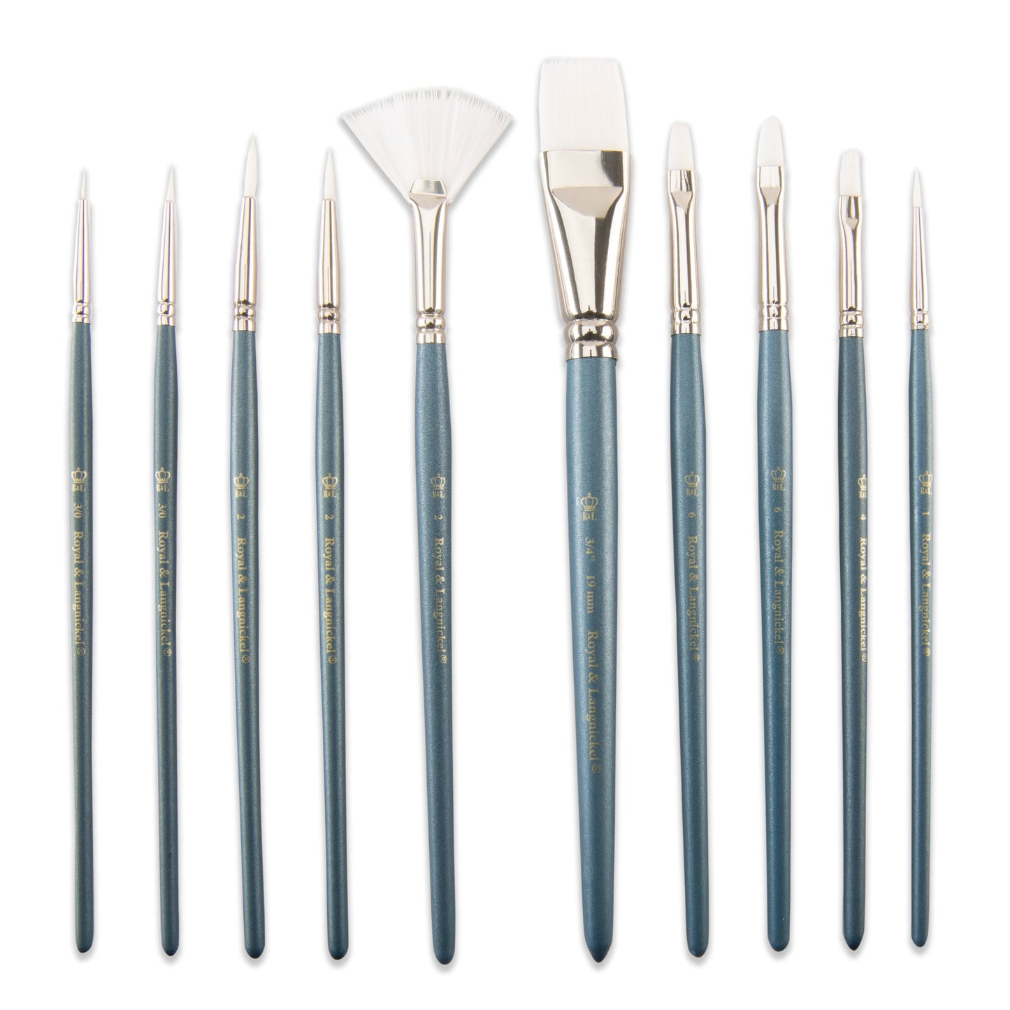 WAL-RSET-9181-RFID | Royal & Langnickel 10pc White Taklon Variety Brush Set