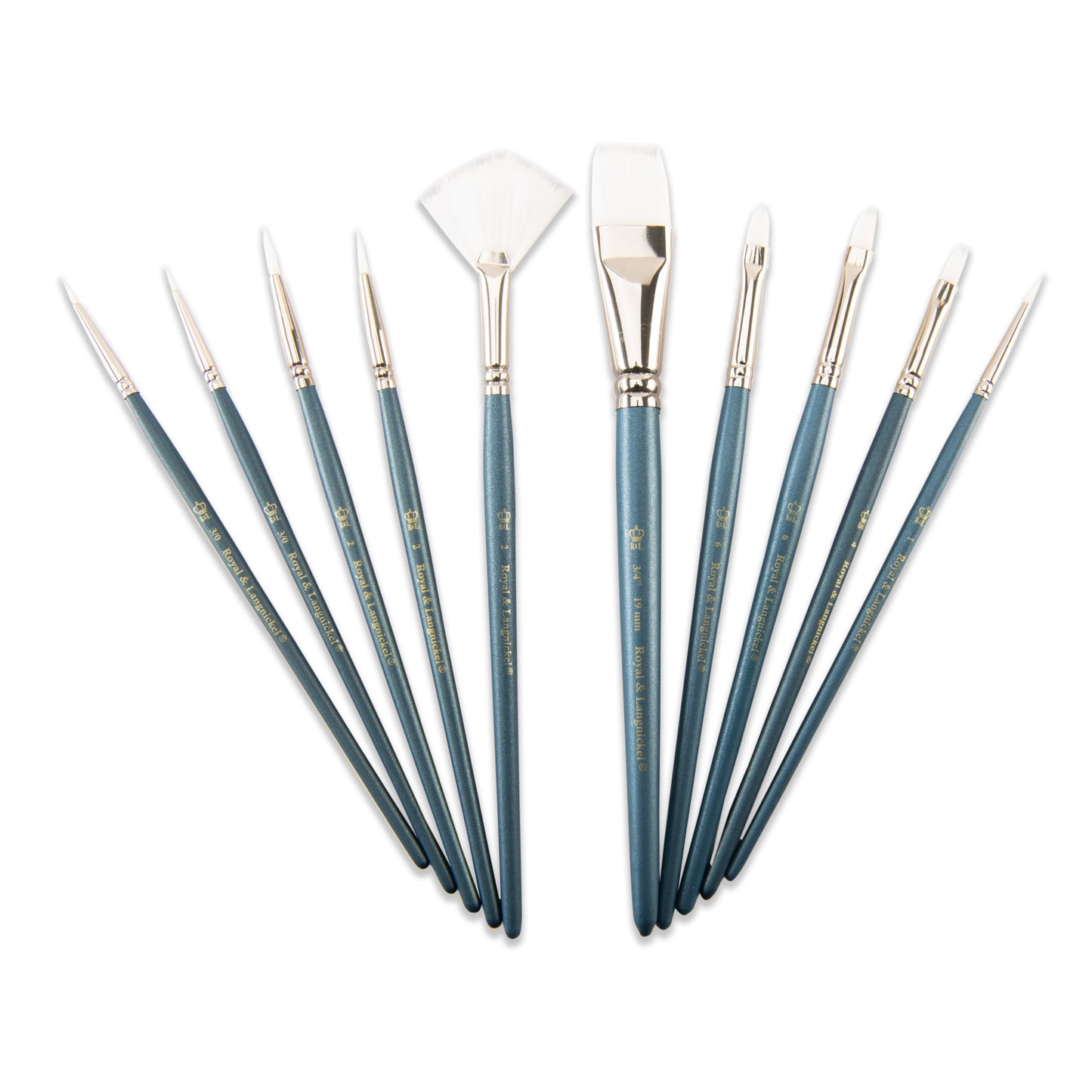 WAL-RSET-9181-RFID | Royal & Langnickel 7pc White Taklon Variety Brush Set