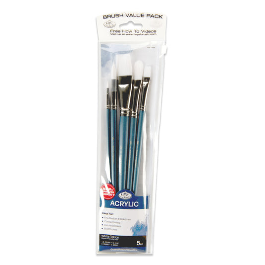 WAL-RSET-9188-RFID | Royal & Langnickel 5pc White Taklon Variety Brush Set