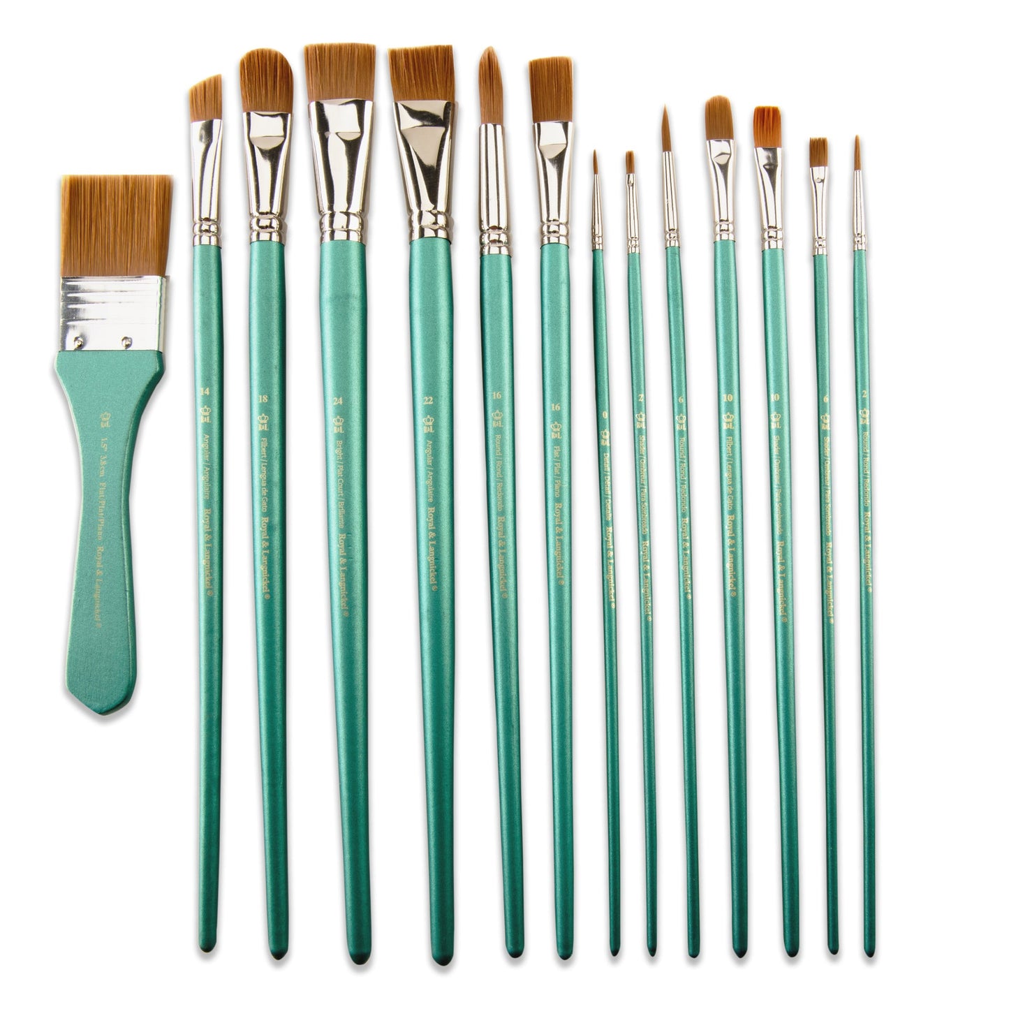 RSET-9404 | 15pc Brown Taklon Long Handle Variety Brush Set