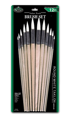 Royal & Langnickel RSET-9606 White Taklon Round Brush Set 