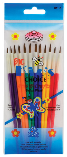 Royal Brush Big Kids Choice Round Paint Brush, Size 8 - 12 count