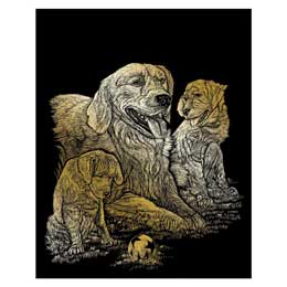 ROYAL BRUSH GOLFOIL-11 Gold Foil Engraving Art Kit 8 by 10-Inch Golden Retriever and Puppies 