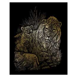 Royal & Langnickel Engraving Art Set Gold Foil Lion/Cubs 