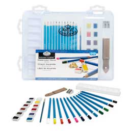 Essentials Oil Deluxe Art Set in Clearview Case (32pc) Royal