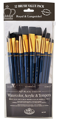 Royal & Langnickel - 6pc Brown Zip N' Close Gold Taklon Artist Paint Brush  Set - Filbert Variety
